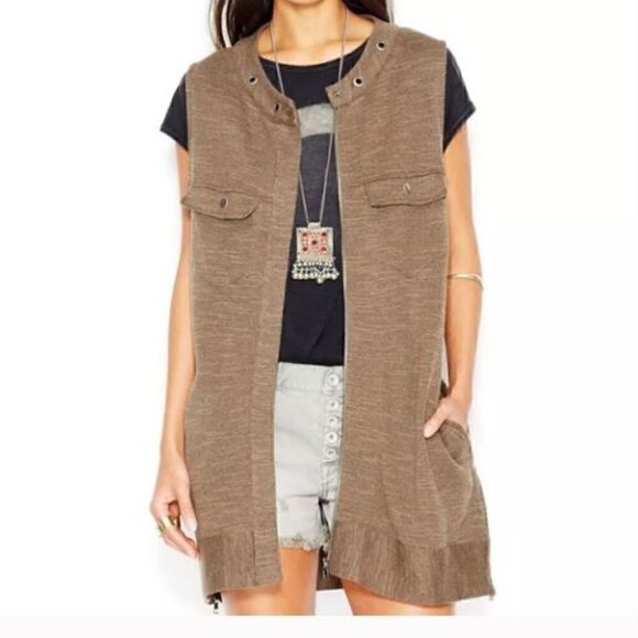 Free People Rustic Pink Slub Knit Highway Vest Size Small - Picture 1 of 11